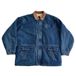 Vintage High Noon Denim Sherpa Fleece Lined Chore Barn Field Jacket, Size XL
